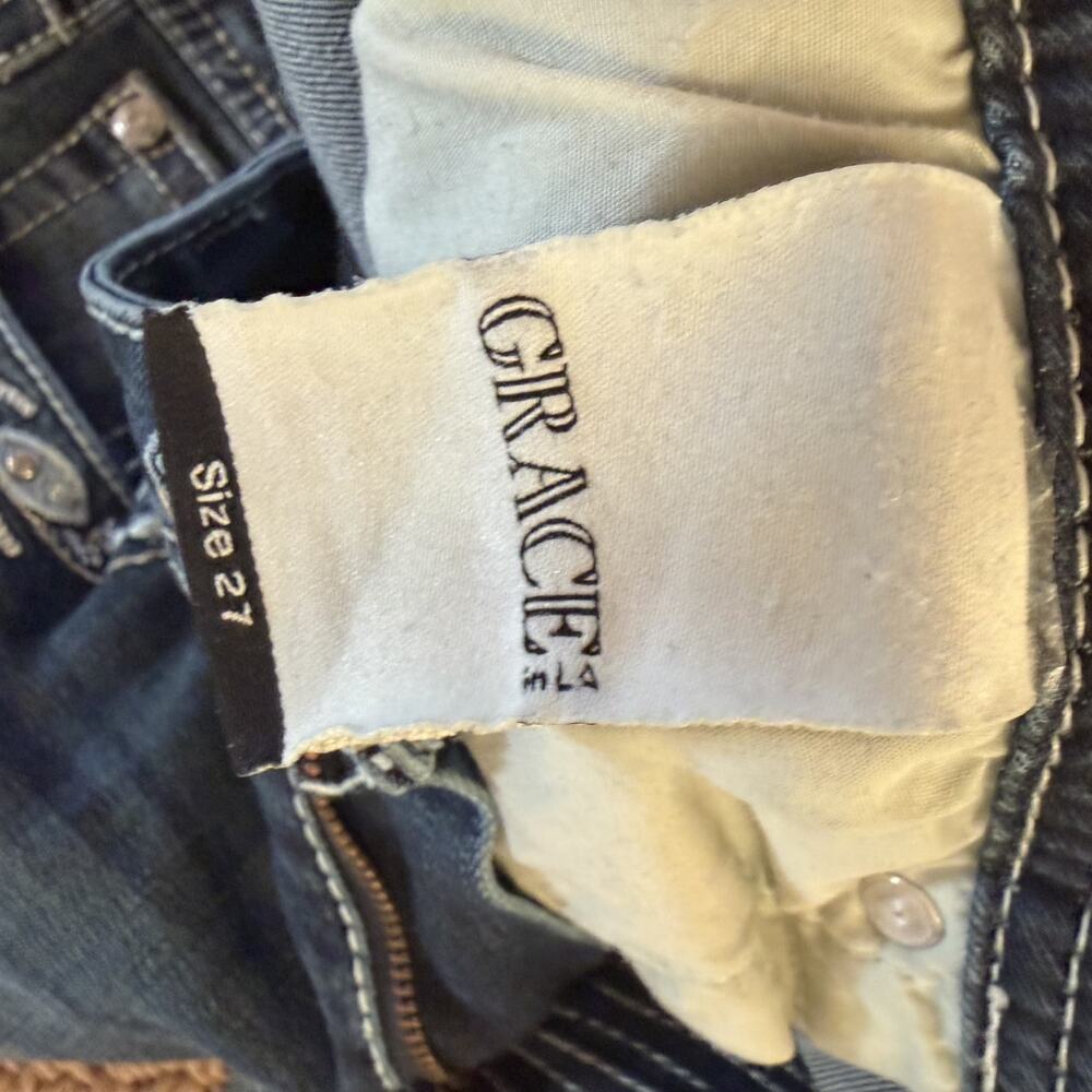 Y2K Grace in LA Low Rise Flare Jeans Embroidered Sequin Western Grunge 27 - Picture 6 of 6